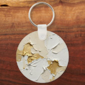 Getextuurd Goud Impasto Abstract Neutraal Sleutelhanger (Voorkant)
