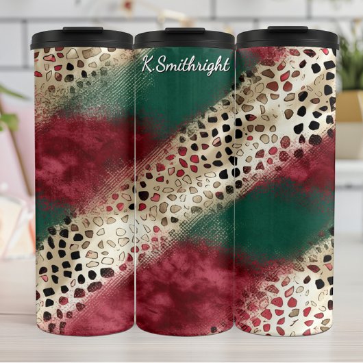 Getextuurd Patchwork Dierenprint Patroon Thermosbeker