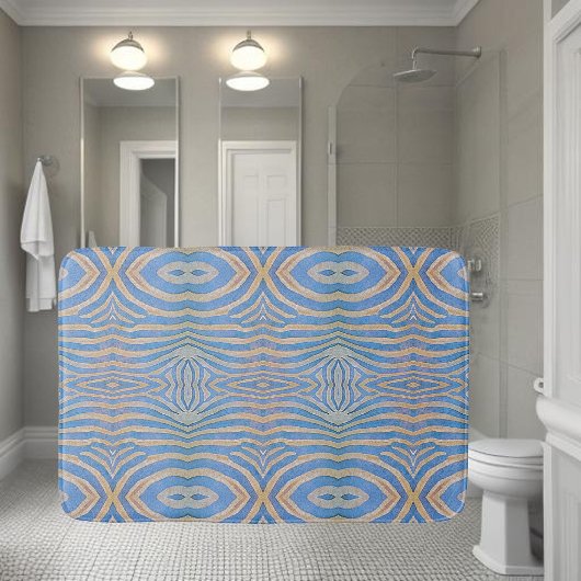 Getextuurd, symmetrisch blauw en goud zebra patroo badmat