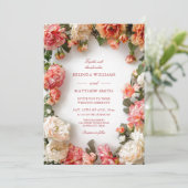 Getextuurde 3D bloemenkrans bruiloft Kaart (Staand voorkant)