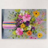 Getextuurde Bloemen in een Vaas Legpuzzel (Horizontaal)