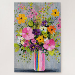 Getextuurde Bloemen in een Vaas Legpuzzel