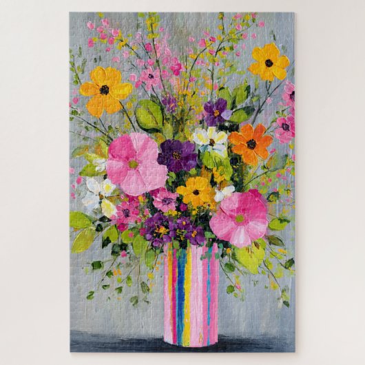 Getextuurde Bloemen in een Vaas Legpuzzel (Verticaal)