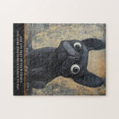 Getextuurde Kunst Franse Black Dog Fantasie Puzzel (Horizontaal)