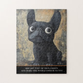 Getextuurde Kunst Franse Black Dog Fantasie Puzzel (Verticaal)