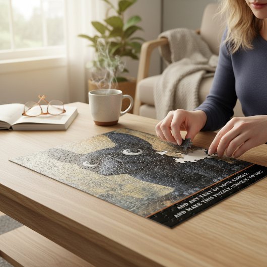 Getextuurde Kunst Franse Black Dog Fantasie Puzzel