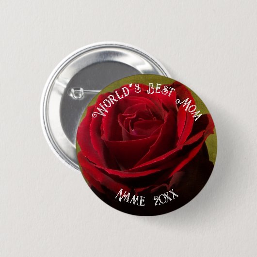 Getextuurde Rode Roos Moederdag Ronde Button 5,7 Cm (Voorkant /achterkant)
