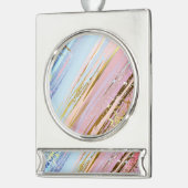 Getextuurde Roze Achtergrond Verzilverd Banner Ornament (Links)