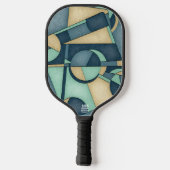Getextuurde Teal Gouden Geometrische Abstracte Kun Pickleball Paddle (Achterkant)