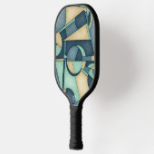 Getextuurde Teal Gouden Geometrische Abstracte Kun Pickleball Paddle (Links)