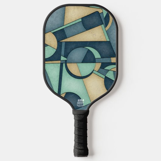 Getextuurde Teal Gouden Geometrische Abstracte Kun Pickleball Paddle (Voorkant)