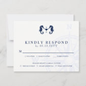 Getij van de liefde | Seahorse Thema Bruiloft RSVP (Voorkant)