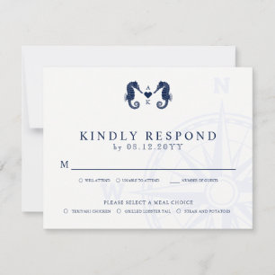 Getij van de liefde Seahorse Thema Bruiloft RSVP