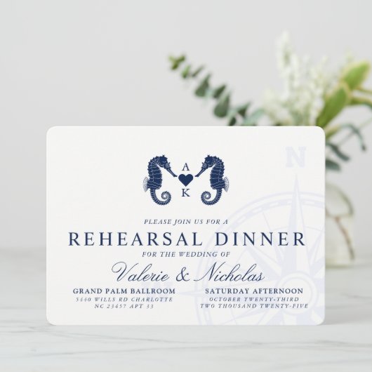 Getij van de liefde | Seahorse Thema repetitie din Kaart (Staand voorkant)