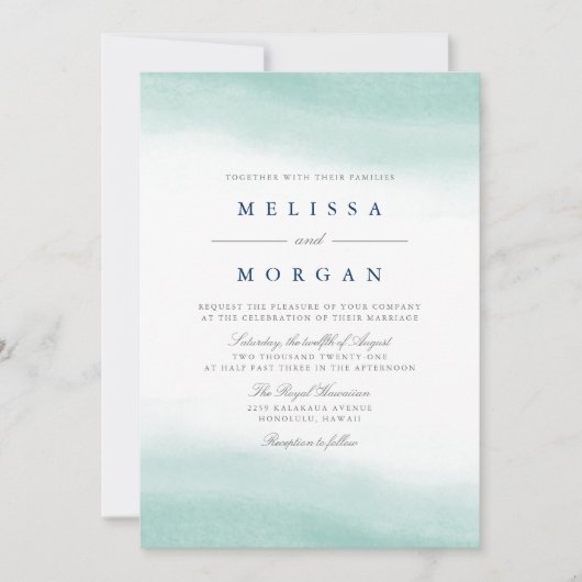 getijden van zeeglas | Kustall-in-one bruiloft Kaart (Voorkant)