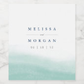 getijden van zeeglas | Kustbruiloft Waterverf Wijn Etiket (Enkel label)