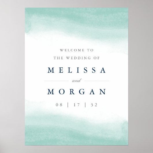 getijden van zeeglas | Waterverf bruiloft welkom t Poster (Voorkant)