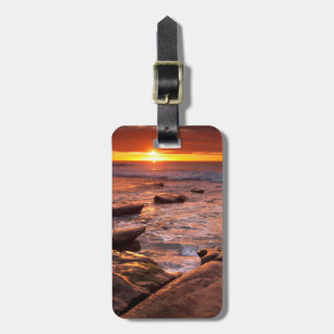Getijdenpoelen bij zonsondergang, Californië Bagagelabel
