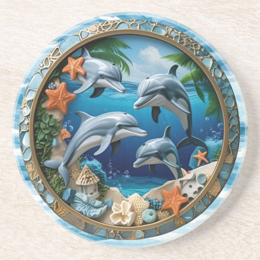 Getijdenschatten rond zandsteen zandsteen onderzetter (Voorkant)