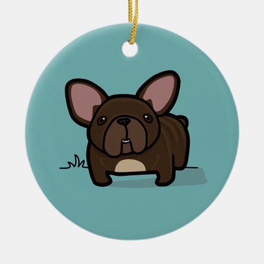 Getijgerde Frenchie Keramisch Ornament (Voorkant)