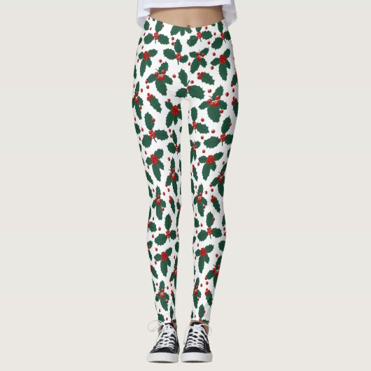 Getild kerstfeest met holle bessen leggings (Voorkant)