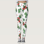 Getild kerstfeest met holle bessen leggings (Voorkant)
