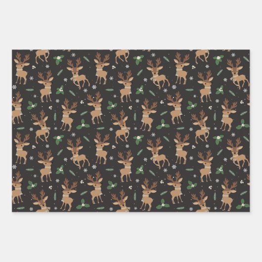 Getild kerstrendierpatroon inpakpapier vel (Voorkant 2)