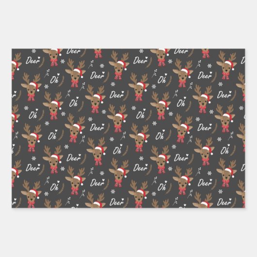 Getild kerstrendierpatroon inpakpapier vel (Voorkant)