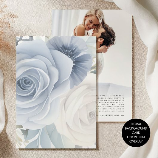 Getinte Blauwe Bloemen Achtergrond voor Vellum bru Kaart