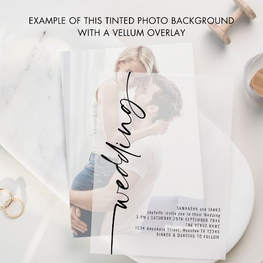 Getinte Foto Achtergrond voor Vellum QR Code Weddi Kaart