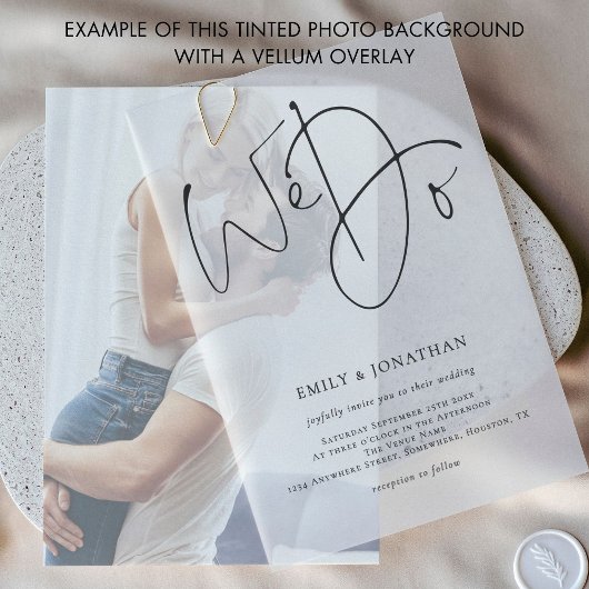 Getinte Foto Achtergrond voor Vellum QR Code Weddi Kaart