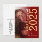 Getinte foto Maroon Gold 2025 Afstuderen Aankondigingskaart (Voorkant / Achterkant)