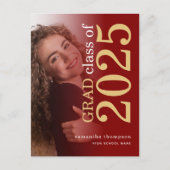 Getinte foto Maroon Gold 2025 Afstuderen Aankondigingskaart (Voorkant)