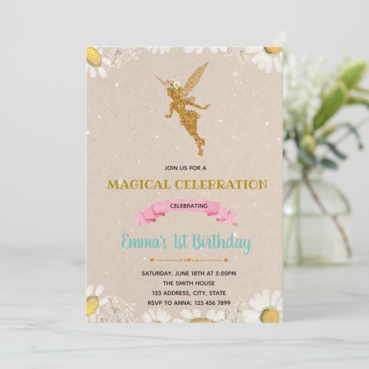 Getogen sprookjesprinses verjaardagsuitnodiging kaart (Staand voorkant)