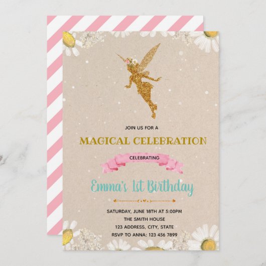 Getogen sprookjesprinses verjaardagsuitnodiging kaart (Voorkant / Achterkant)