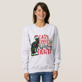 Getooid met zwarte kat, koffie en kerstverlichting trui (Voorkant volledig)