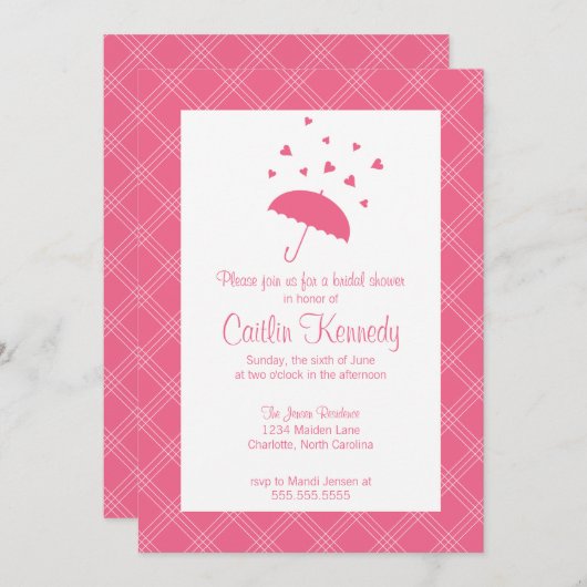 Getoond met Love-Bridal Shower Invitation Kaart (Voorkant / Achterkant)