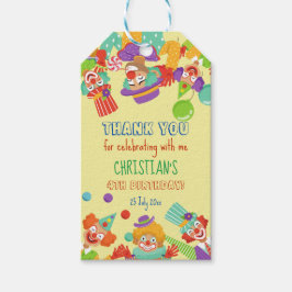 Getoonde naam circusverjaardagsfeestje cadeaulabel