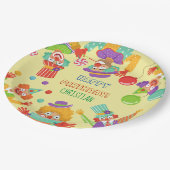 Getoonde naam circusverjaardagsfeestje papieren bordje (Gekanteld)