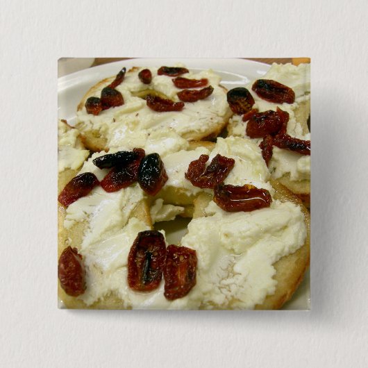 Getoste bagel met geitenkaas vierkante button 5,1 cm (Voorkant)