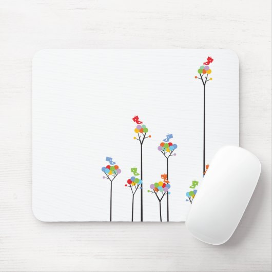 Getotte bomen en staafvogels kleurig Gift Mousepad Muismat (Met muis)