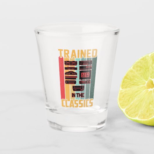 Getraind in de klassiekers - Retro Video Game Shot Glas (Voorkant)