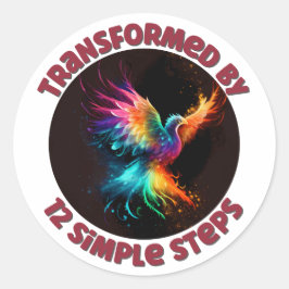 Getransformeerd door 12 eenvoudige stappen - AA, N Ronde Sticker