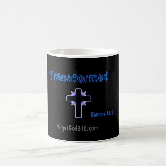 Getransformeerd gotGod316.com Romeinen 12:2 Magische Mok (Center)