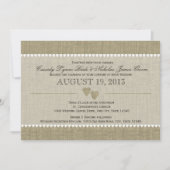 Getreasured Hearts en Burlap Bruiloft Kaart (Voorkant)