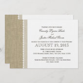 Getreasured Hearts en Burlap Bruiloft Kaart (Voorkant / Achterkant)