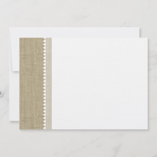 Getreasured Hearts en Burlap Bruiloft Kaart (Achterkant)