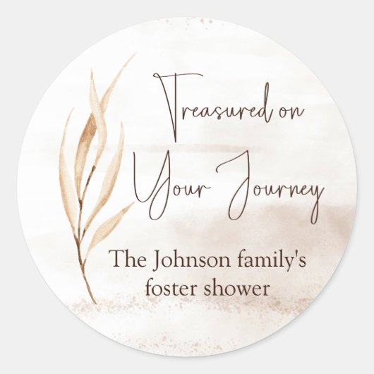 "Getreasured on Your Journey" Foster Care Douche Ronde Sticker (Voorkant)
