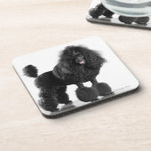 Getrimde zwarte poedel bier onderzetter (Linkerzijde)