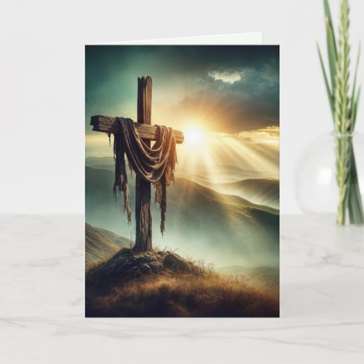 Getroffen doek op een ruig kruis feestdagen kaart (Voorkant)